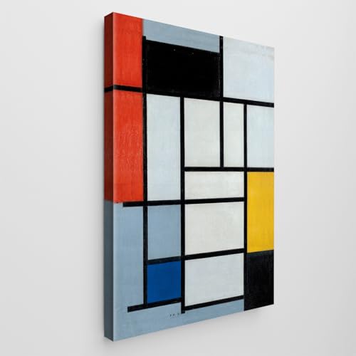 Giallobus - Obraz - Piet Mondrian - Art Mondrian - Standardowe płótno - 35L x 50l cm - 6 - Duży czerwony żółty i szary - Obrazy do powieszenia