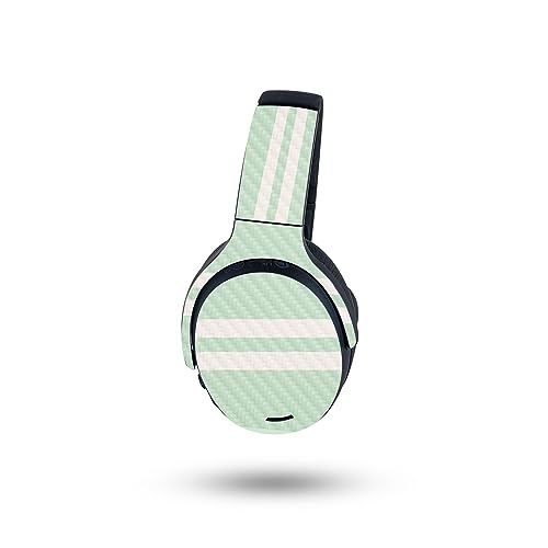 Image of MightySkins Carbon Fiber Skin Compatible with Skullcandy Crusher ANC 2 - Mint Stripes | Protective, Durable Textured Carbon Fiber Finish | Easy to Apply