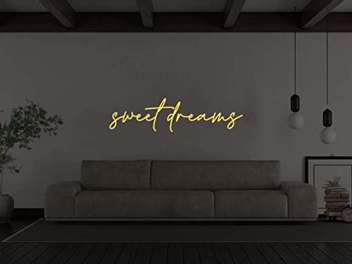 NEON SIGNS INDIA Sweet Dreams 10x24 inches led Light for Home Decorative Sign Wall/Decor for Wedding Party Kids Room/Living Room House/Bar/Pub/Hotel/Restaurant (Yellow)