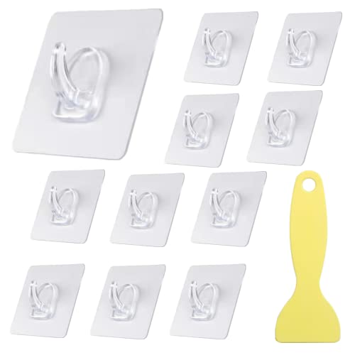 THATSRAD 25 PCS Crochets Adhesifs Transparents en PVC 6 * 6cm Crochet Plastique Adhésif Crochet Plastique Autocollant Crochet Collant Salle de Bain Crochets Adhésifs Mural avec Petit Grattoir Cover