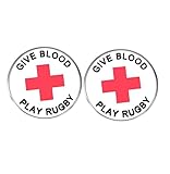 2Pcs Give Blood Play Rugby Pin Set, Motivational Blood Donation Rugby Theme Alloy Badge, Unique Gift for Sports Lovers