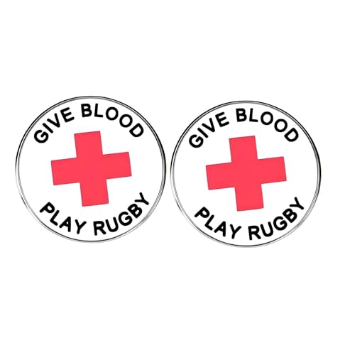 Juego de 2 pines de rugby para donación de sangre motivacional, diseño de...