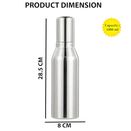 Image of SIGNAMIO Oil Dispenser for Kitchen Stainless Steel 1 Litre | Stainless Steel Oil Bottle with Easy Pour Spout | Oil Dispenser for Kitchen Steel | Steel Oil Container for Cooking Oil & Vinegar