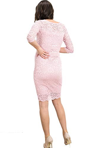 Vestido feminino colado ao corpo com renda floral maternidade HELLO MIZ, Blush, Large