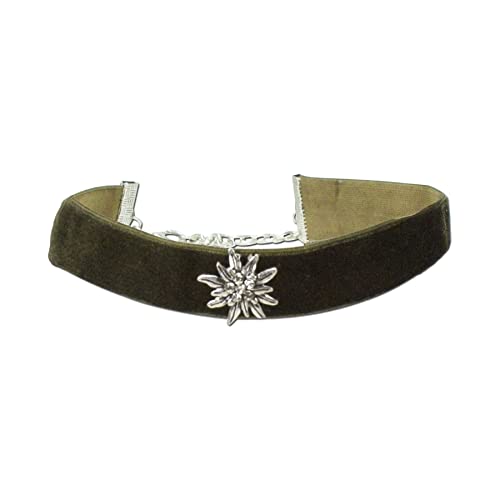 Alpenflüstern Trachten-Samt-Kropfband breit Strass-Edelweiß - Trachtenkette enganliegend, Kropfkette elastisch, Damen-Trachtenschmuck, Samtkropfband...
