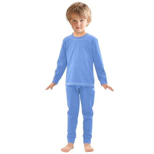 Cornflower Blue Long Sleeve Pajamas Set Sleepwear Jammies 2pcs Set Pjs Cornflower Blue