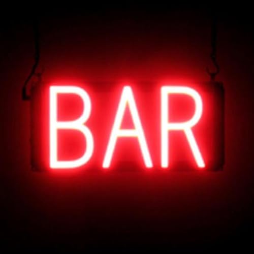 Image of SpellBrite LED Neon BAR Sign for Business - Red, 13 inch x 6 inch | Ultra-Bright Click-Together Signage for Bars & Restaurants, with Visibility from 500 ft - 8 Animations, 6 Brightness Levels