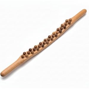 Guasha Wood Stick Massage Tool - Wooden Massager with 31 Beads for Body Sculpting, Fascia Release & Lymphatic Drainage