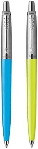 Parker Jotter Originals Ballpoint Pens | Pop Art Collection | Lime and Sky Blue with Chrome Trims | Medium Point | Blue Ink | 2 Count