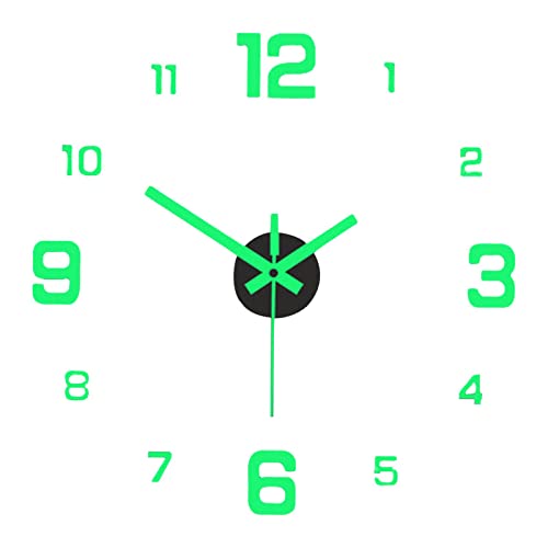 perfk 3D Pendules Murales, Horloge Murale Lumineuse, Autocollants D'horloge Murale sans Cadre Lumineux Modernes avec Chiffres Horloge Murale Acrylique Silencieux...