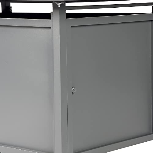 Image of Oakland Living Rectangular 46 in. x 31 in. Aluminum Propane Fire Pit Table, Glass Beads, Two Covers, Lid, 57,000 BTUs in Grey Finish
