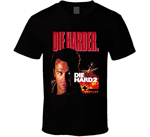 Die Harder Bruce Willis Die Hard 2 Retro Movie T Shirt L Black
