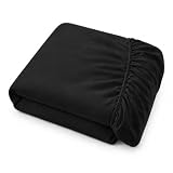 AVA.Home ボックスシーツ シングル 100×200×30cm 綿混 マットレスカバー 全周ゴム ピーチスキン加工 洗濯機対応 無地 ブラック