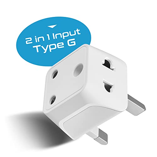 Image of Ceptics India to UK, UAE Travel Adapter Plug - 2 in 1 Hong Kong Adapter - Type G - CE Certified - RoHS Compliant - White - 2 Pack - Lifetime Limited Warranty