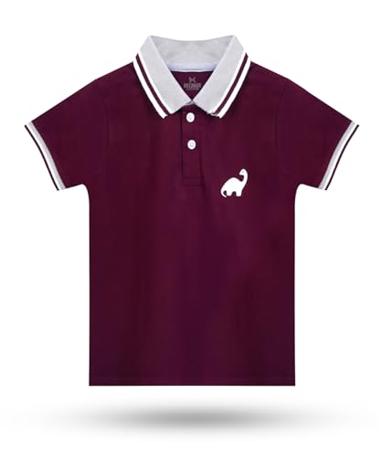 Image of Kids Boys Cotton Polo T-Shirt | Regular Fit Collar Tee (2-16 Years) | Multi-Colour Variants