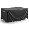 Outdoor Patio Furniture Cover Rectangular, Heavy Duty 600D Waterproof Cover for Table & Chair Set, Windproof, UV Resistant, All-Season Protection for Backyard,Deck & Garden,64" L x 52" W x 28" H,Black
