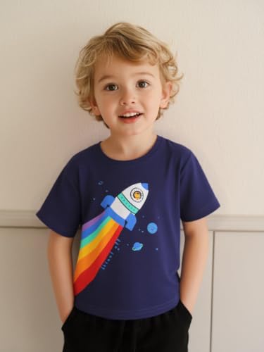 Image of AIWUHE Toddler T Shirts Cotton Summer Tshirts Boys Girls Short Sleeve Tee Tops Casual Graphic Clothes Crew Neck Shirts 2-6Y