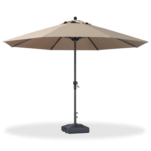 PURPLE LEAF 11' Round Patio Umbrella Outdoor Table Umbrella Aluminum Frame Market Umbrella Sun Umbrella with 8 Sturdy Ribs for Garden Deck Lawn Pool Taupe
