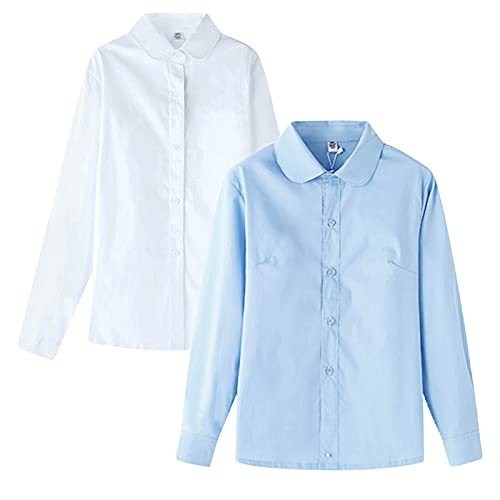 Blusa infantil infantil formal para bebês com botões brancos para meninas blusa para meninos e menin