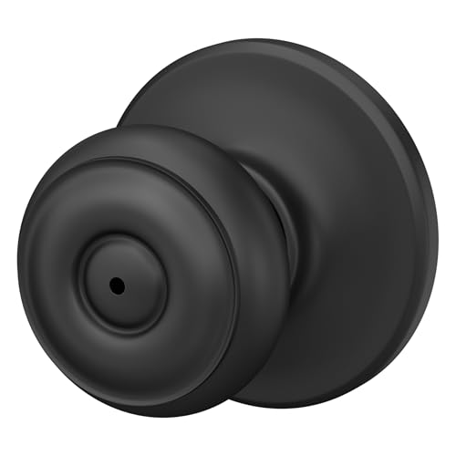 Image of Schlage F40 GEO 622 COH Georgian Door Knob with Cohen Trim, Bed & Bath Privacy Lock, Matte Black
