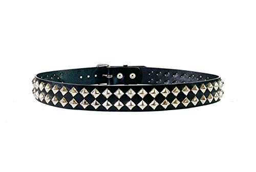 Studded Belt Pyramid Stud Double Row Made In USA Genuine Leather Punk Goth