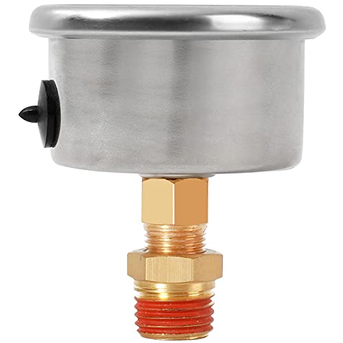 Uharbour Liquid Filled Fuel Pressure Gauge With 1-1/2" Dial And 304 Stainless Steel Case, 0-100Psi, 2% Accuracy, 1/8" Npt Center Back Mount, With 1/8"Npt To 1/4"Npt Thread Adapter #TOP7