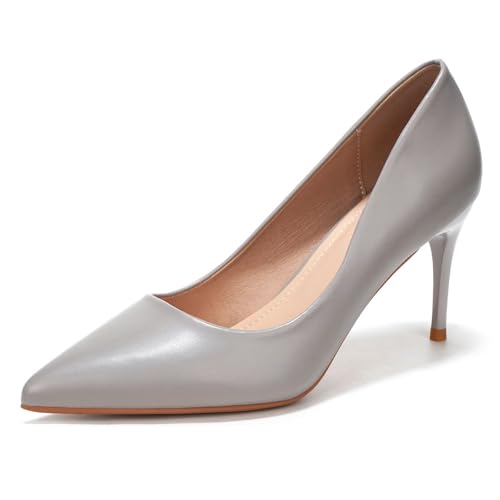 Image of Women's Low Kitten Heel Pumps Classic Fashion Dress Pumps Simple Heeled Shoes for Office Work