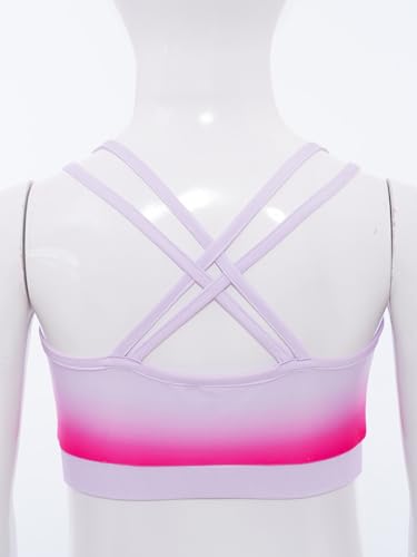 Kids Girls Athletic Crop Top Breathable Gradient Halter Neck Vest for Yoga Gymnastics Dance4