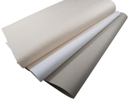 Image of KCS 3 pc of 15 inch x 18 inch(38cmx45cm) 16 Count Cross Stitch Cotton Aida Cloth Needlework Rolled Fabric Box,16CT,Pearl Grey+White+Ecru
