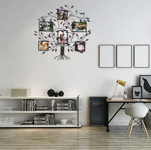 Asense Black Metal Family Tree Wall Hanging Decorative Collage Picture Photo Poster Frame, 6 Openings, 4X6 4X4 #TOP6