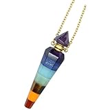 MAGICLULU Collar Aromaterapia Mujer Frasco de Aceite Esencial Hexagonal de Cristal, Colgante de Botella de Perfume Multicolor Chakras, Joya de Collar Dorado para Obsequio