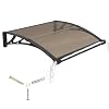 Awning for Door Entrance with Drainage Sink40x40 Inch Awnings for DoorsWindow Canopy Exterior with Plastic Steel BracketPolycarbonate CoverUVRainSnow Protection for HousePorchPatioDeck