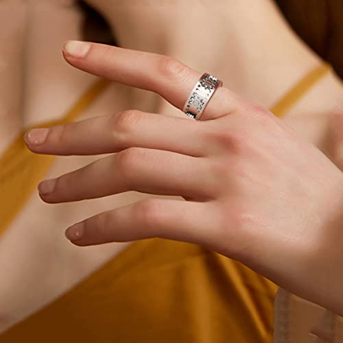 SkyFace Bague Anti-anxiété Homme Acier Inoxydable, Bague Spinner Stress Femme Engrenage Rotatif Fidget Adulte Jouets Mariage Fiançailles Amitié – vue 5