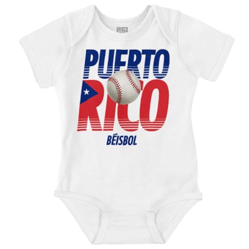 Brisco Brands Puerto Rico Pride Baseball PR Sports Baby Romper Boys or Girls