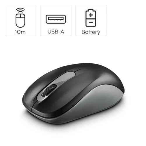 Image of Hama AMW-200 Optical Wireless Mouse with Nano Receiver,1600 DPI Optical Sensor, 2.4GHz Connectivity, 3 Buttons Wireless Mouse - (Anthracite /Black)
