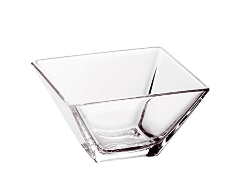 Barski Glass - Bowl - Square - For Dessert - Pasta - Fruit - Nuts - Chocolate - Set Of 6 Bowls - Classic Clear - 5.5" Diameter - Made In Europe #TOP1