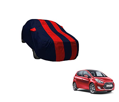 Image of Auto Hub Car Cover Compatible with Hyundai Santroo (Model : 2019-Till Date) with Weather Proof, Mirror Pocket, Triple Stitched, Santroo Car Cover- Navy-Red