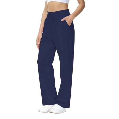Pantalon en coton femme pour le quotidien, coupe droite fluide et confortable HMIYA
