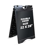 Jumbl A-Frame Signboard 22” x 28” Display Surface – Large Outdoor Sandwich Board w/Weather Resistant PVC Sign Protector & Sand Fill Holes – Dual Signage Stand for Storefront Sidewalk Curb (Black)