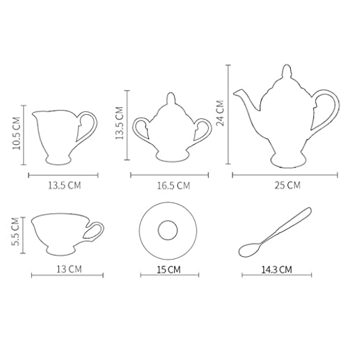 Gretd Camellia Pattern Coffee Set English Porcelain Tea Set Ceramic Pot Creamer Sugar Bowl Teapot Set (Color : A, Size : As The Picture Shows) #TOP1