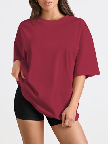 Image of Trendy Queen Womens Oversized T-Shirts Short Sleeves Workout Tops | Casual Summer Gym Tees Plus Size Fashion Clothes 2026