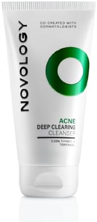Novology Acne Deep Clearing Cleanser with Thymol+Terpineol| Face Wash for Acne,Whiteheads,Blackheads| Gentle, Non-Drying Formula, Suitable for Sensitive skin| 150g