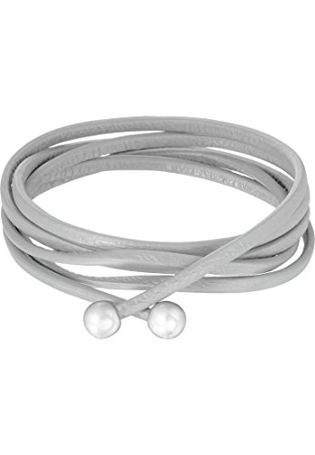 Preisvergleich Produktbild SENCE Copenhagen Damen Basic-Lederkette mit Kugeln - Grau / versilbert (H791)