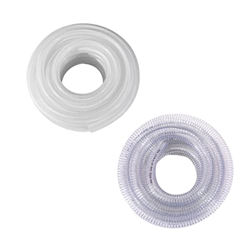 DAVCO PVC Steel Wire and Braided Reinforced Tubing High Pressure Flexible Vinyl Hose Heavy Duty Clear Suction Tube,Non-Toxic, Vacuum Dust Collection Pipe