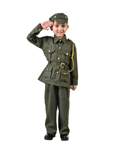 Image of BookMyCostume Premium Fabric Army Soldier with Whistle Professional Community Helper Kids Fancy Dress Costume 3-4 Years