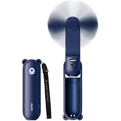 JISULIFE 3 IN 1 Handheld Mini Fan - Portable Fan & Power Bank & Flashlight, 19H Max Cooling, USB Rechargeable, Pocket-Sized for Travel, Cruise, Concerts, Makeup, 2026 Summer Gifts for Women(Blue)