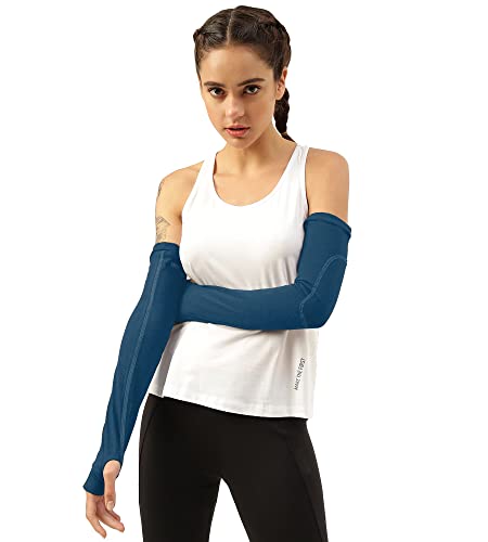 Image of Freecultr Women Breathable Bamboo Cotton Antibacterial Arm Sleeves with Built-in Gloves | Soft, Sweat-Wicking & Skin-Friendly