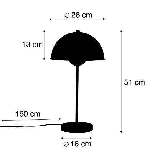 Qazqa Retro Tischleuchte - Magnax - Schwarz Gold, max. 60W, Geeignet für LED, 51cm, Ideal als Schlafzimmerlampe und Wohnzimmerlampe