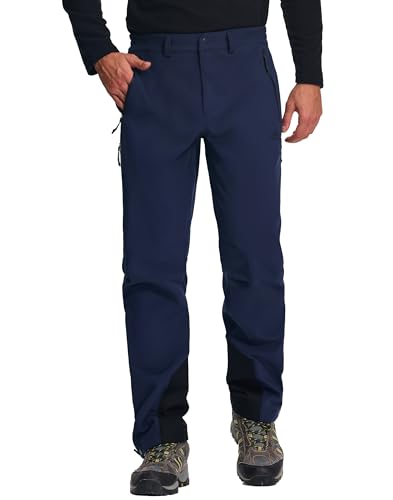 Pioneer Camp Herren Skihose Softshellhose Wasserdicht Gefüttert Winterhose Winddicht mit 35cm Beinreißverschluss & Verstellbarem Beinabschluss(Navy;XL)