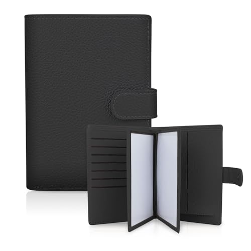 FuninCrea Family Passport Holder for 4 with 22 Card Slots, Faux Leather Passport Holder for Travel Multifunctional Portable Travel Wallet Womens (Black)